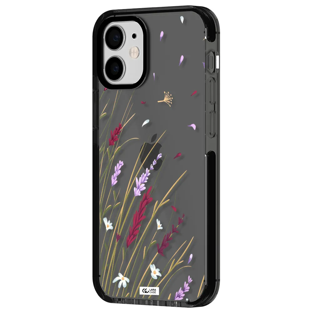 Long Grass Flower Apple iPhone 12 mini impact Smoke Black Case