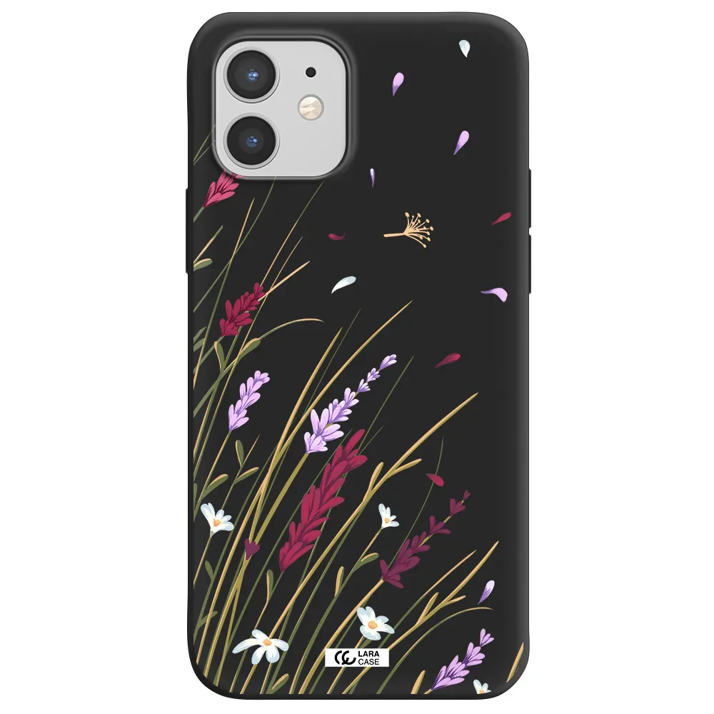 Long Grass Flower Apple iPhone 12 mini Silicone black Case