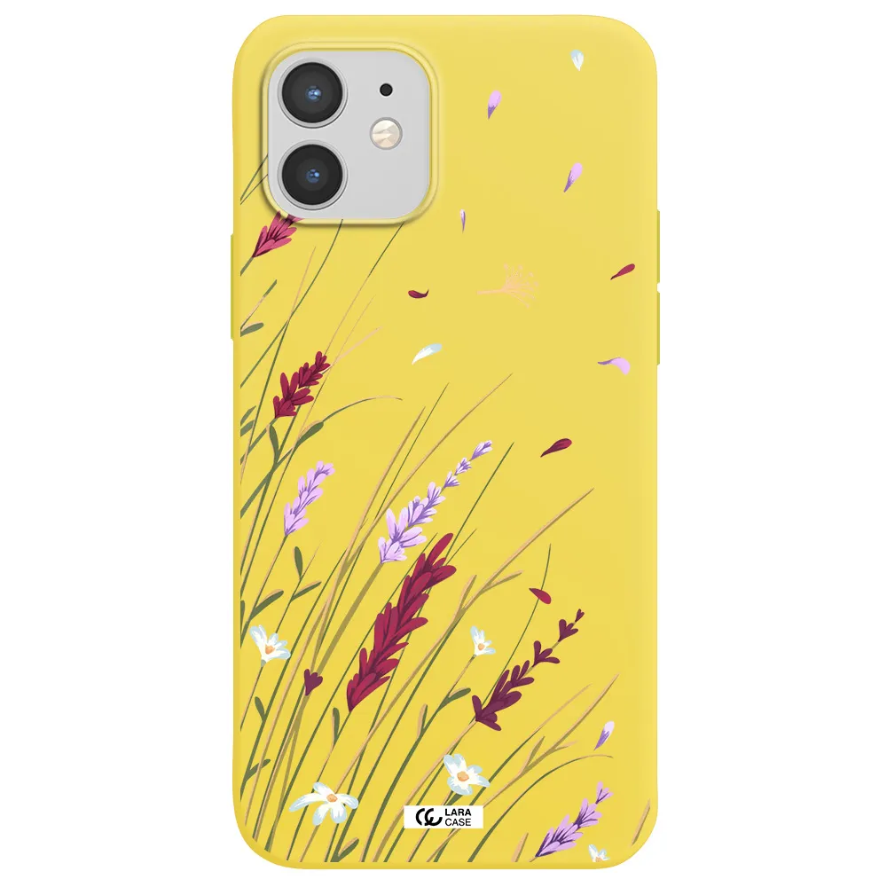 Long Grass Flower Apple iPhone 12 mini Silicone canary yellow Case
