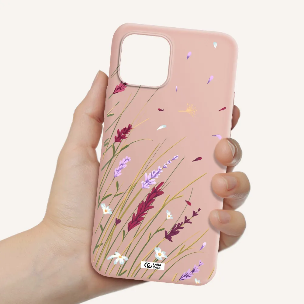 Long Grass Flower Apple iPhone 12 mini Silicone pastel pink Case