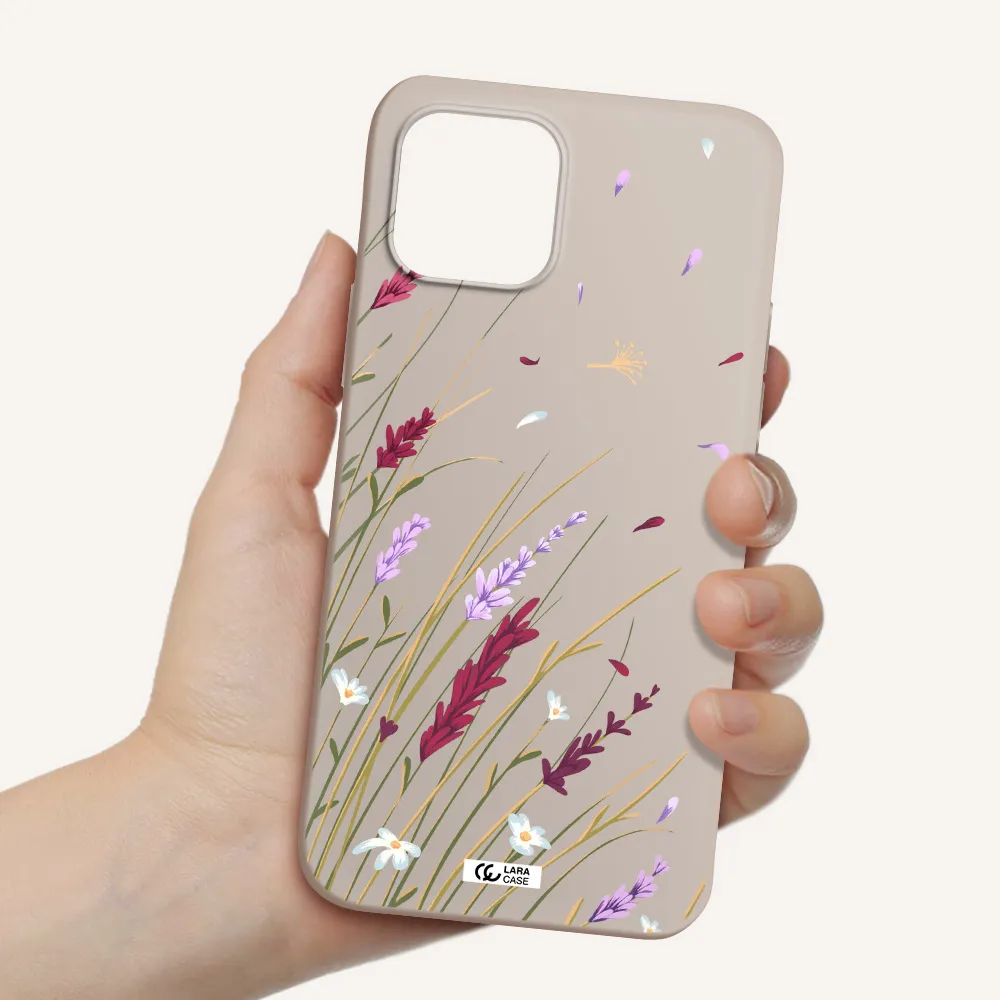 Long Grass Flower Apple iPhone 12 mini Silicone Stone Case