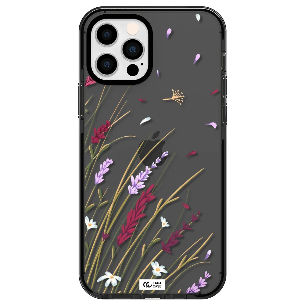 Long Grass Flower Apple iPhone 12 pro impact Smoke Black Case