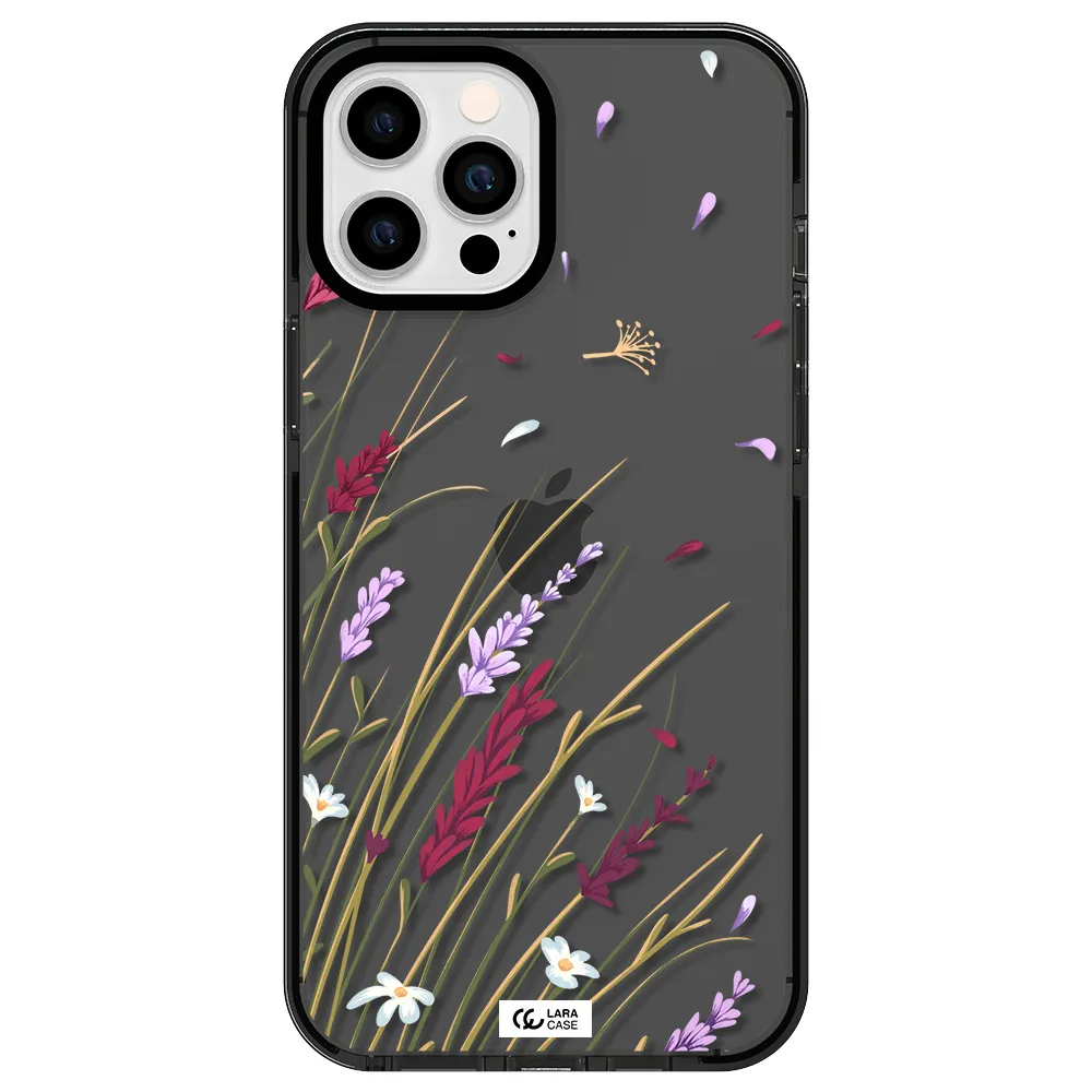 Long Grass Flower Apple iPhone 12 pro max impact Smoke Black Case