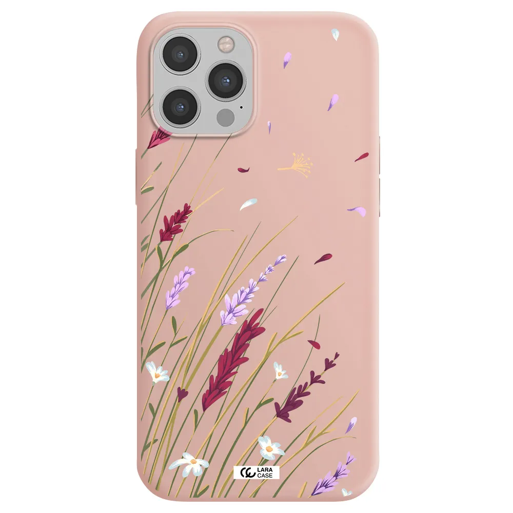 Long Grass Flower Apple iPhone 12 pro max Silicone pastel pink Case