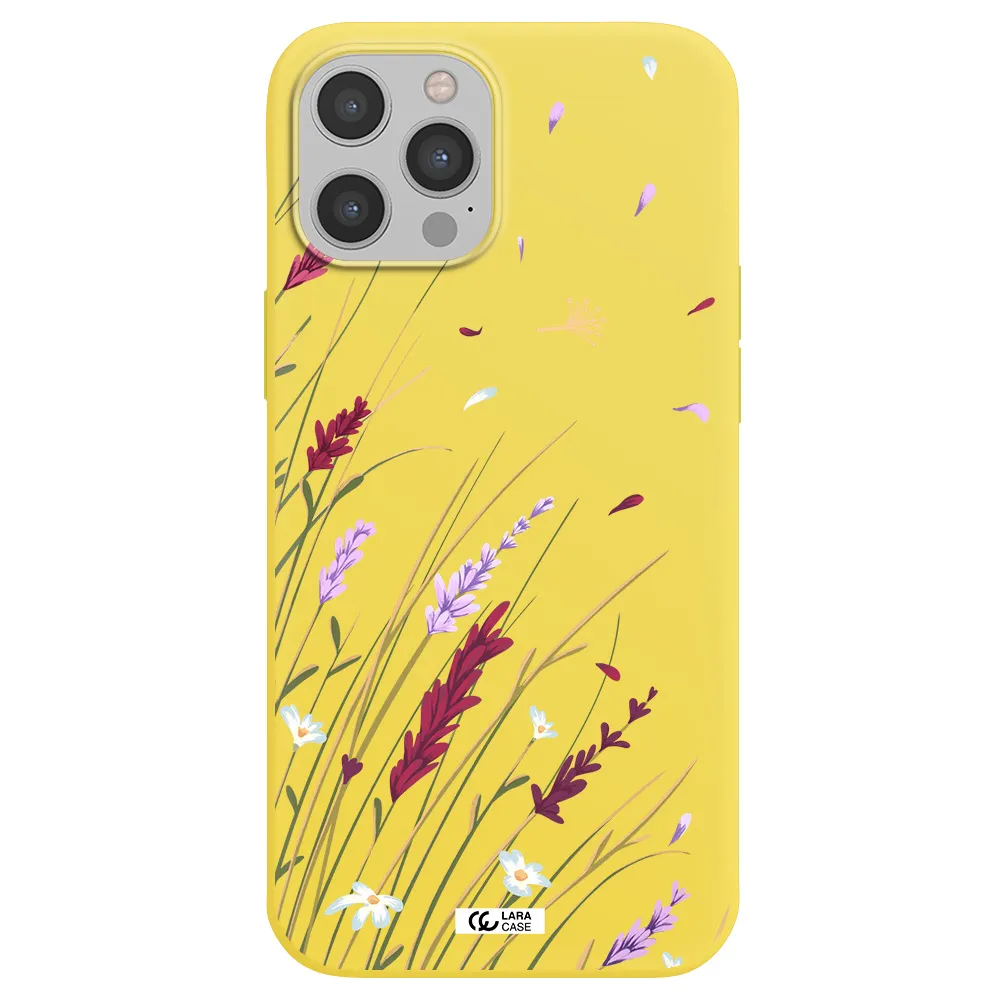 Long Grass Flower Apple iPhone 12 pro Silicone canary yellow Case