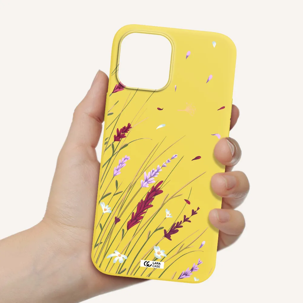 Long Grass Flower Apple iPhone 12 pro Silicone canary yellow Case