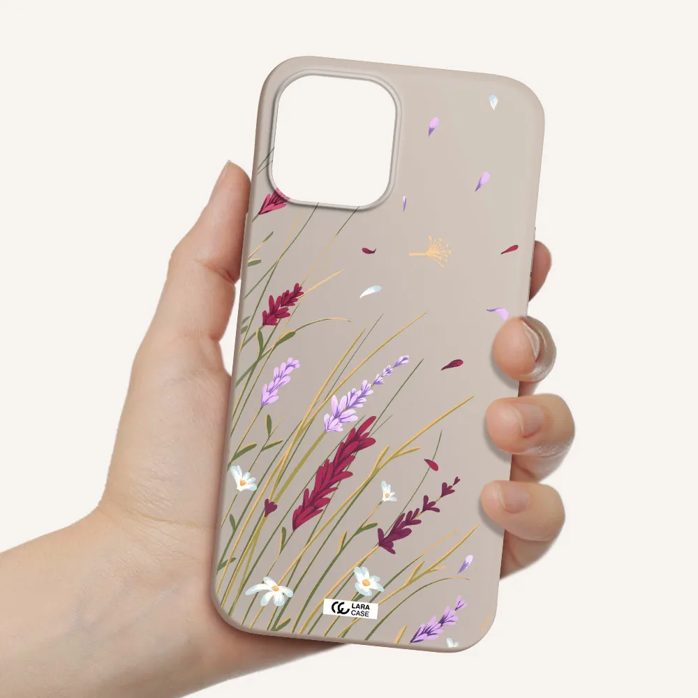 Long Grass Flower Apple iPhone 12 pro Silicone Stone Case