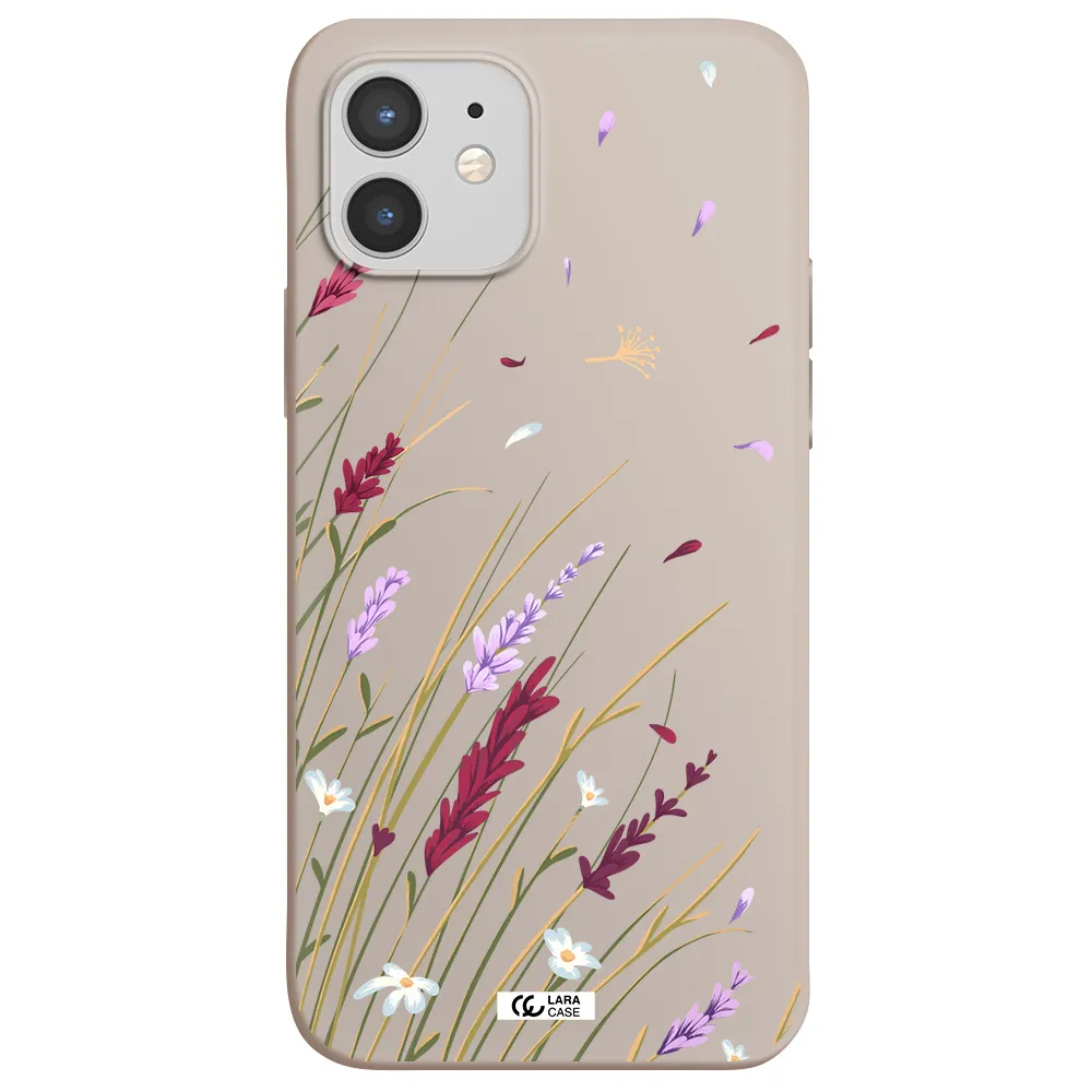 Long Grass Flower Apple iPhone 12 Silicone Stone Case