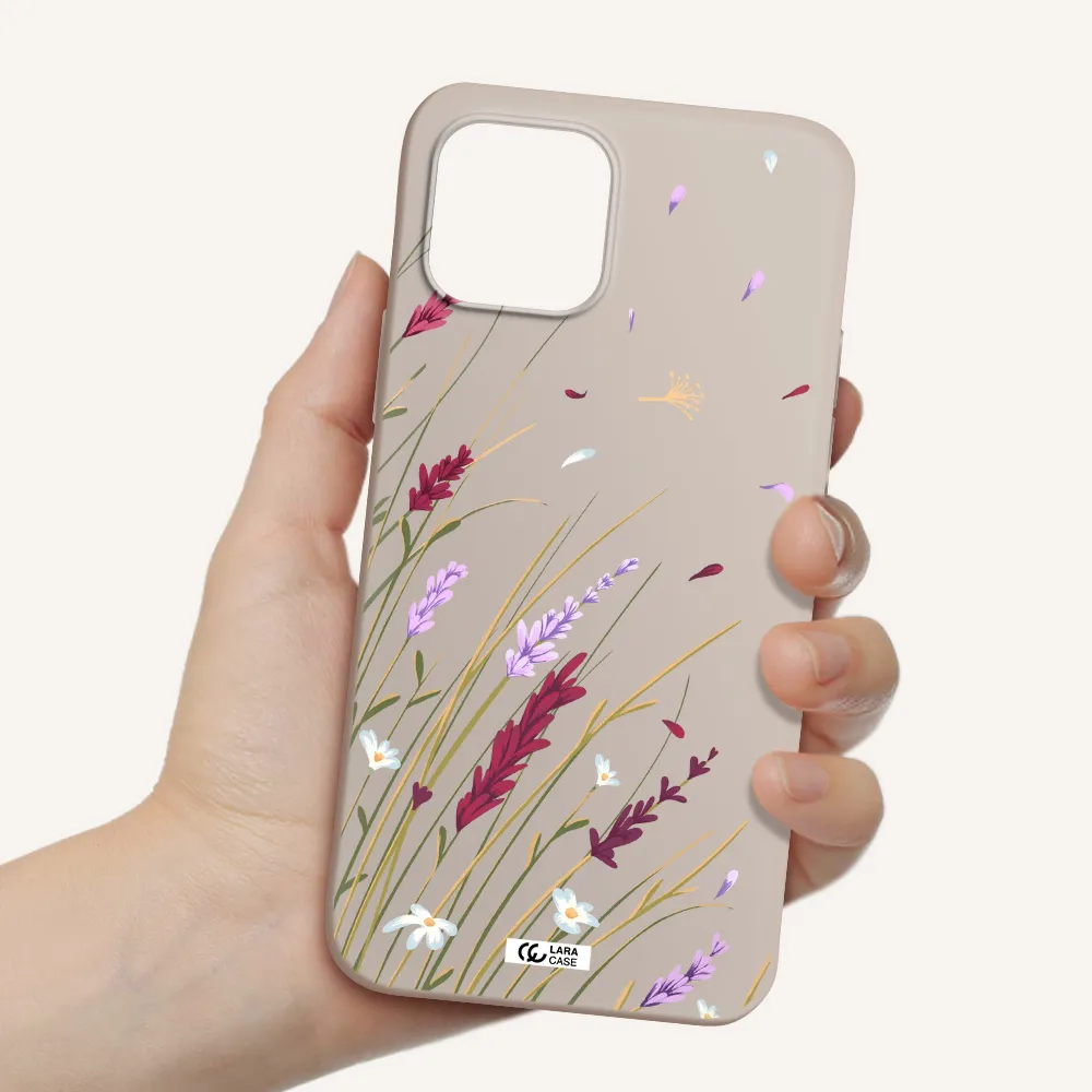 Long Grass Flower Apple iPhone 12 Silicone Stone Case