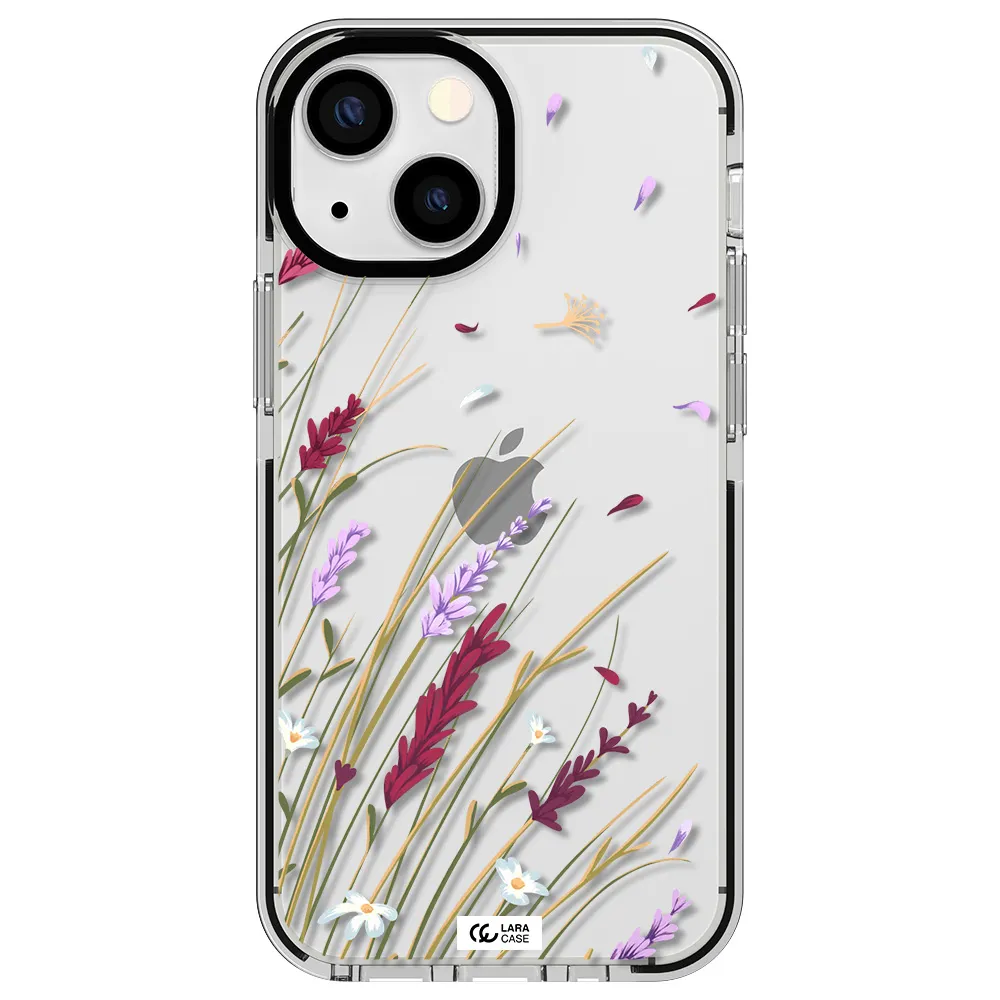 Long Grass Flower Apple iPhone 13 mini impact black border Case