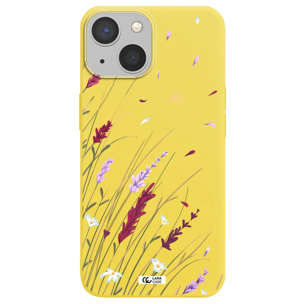 Long Grass Flower Apple iPhone 13 mini Silicone canary yellow Case