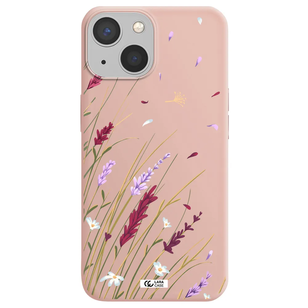 Long Grass Flower Apple iPhone 13 mini Silicone pastel pink Case