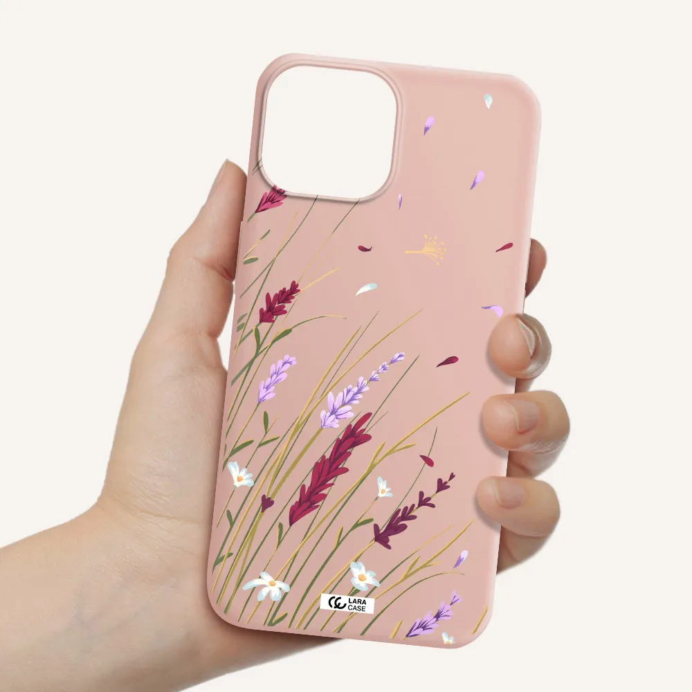 Long Grass Flower Apple iPhone 13 mini Silicone pastel pink Case