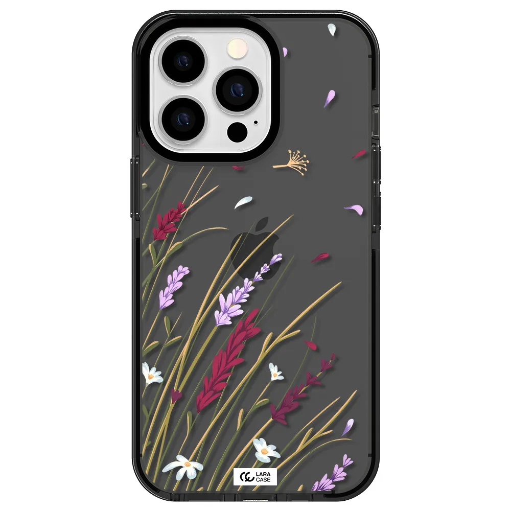 Long Grass Flower Apple iPhone 13 Pro impact Smoke Black Case
