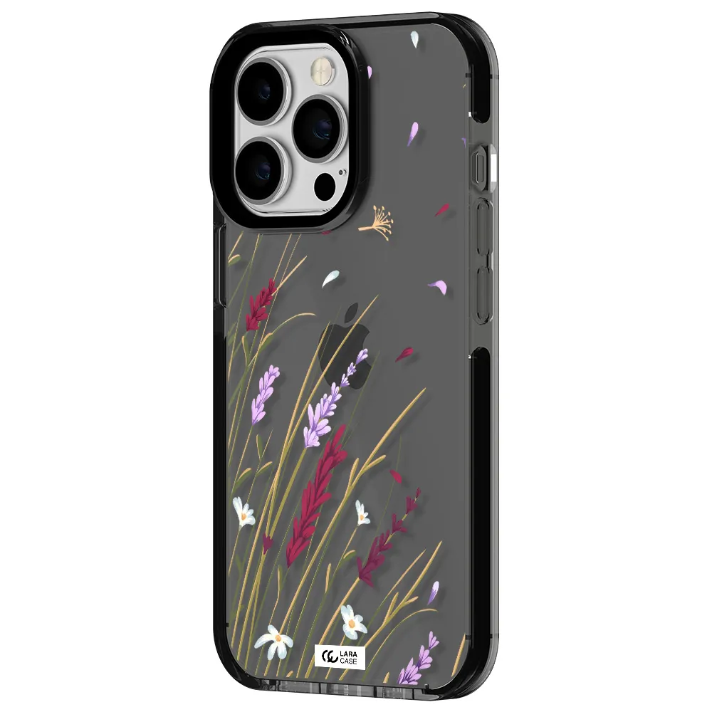 Long Grass Flower Apple iPhone 13 Pro impact Smoke Black Case