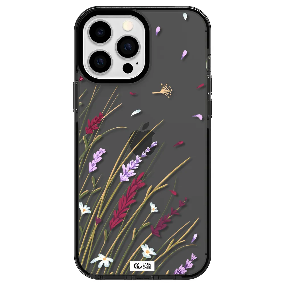 Long Grass Flower Apple iPhone 13 Pro Max impact Smoke Black Case