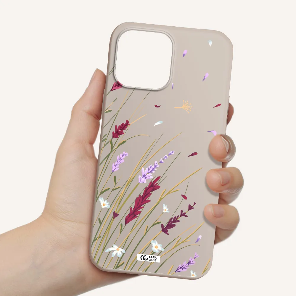 Long Grass Flower Apple iPhone 13 Pro Max Silicone Stone Case