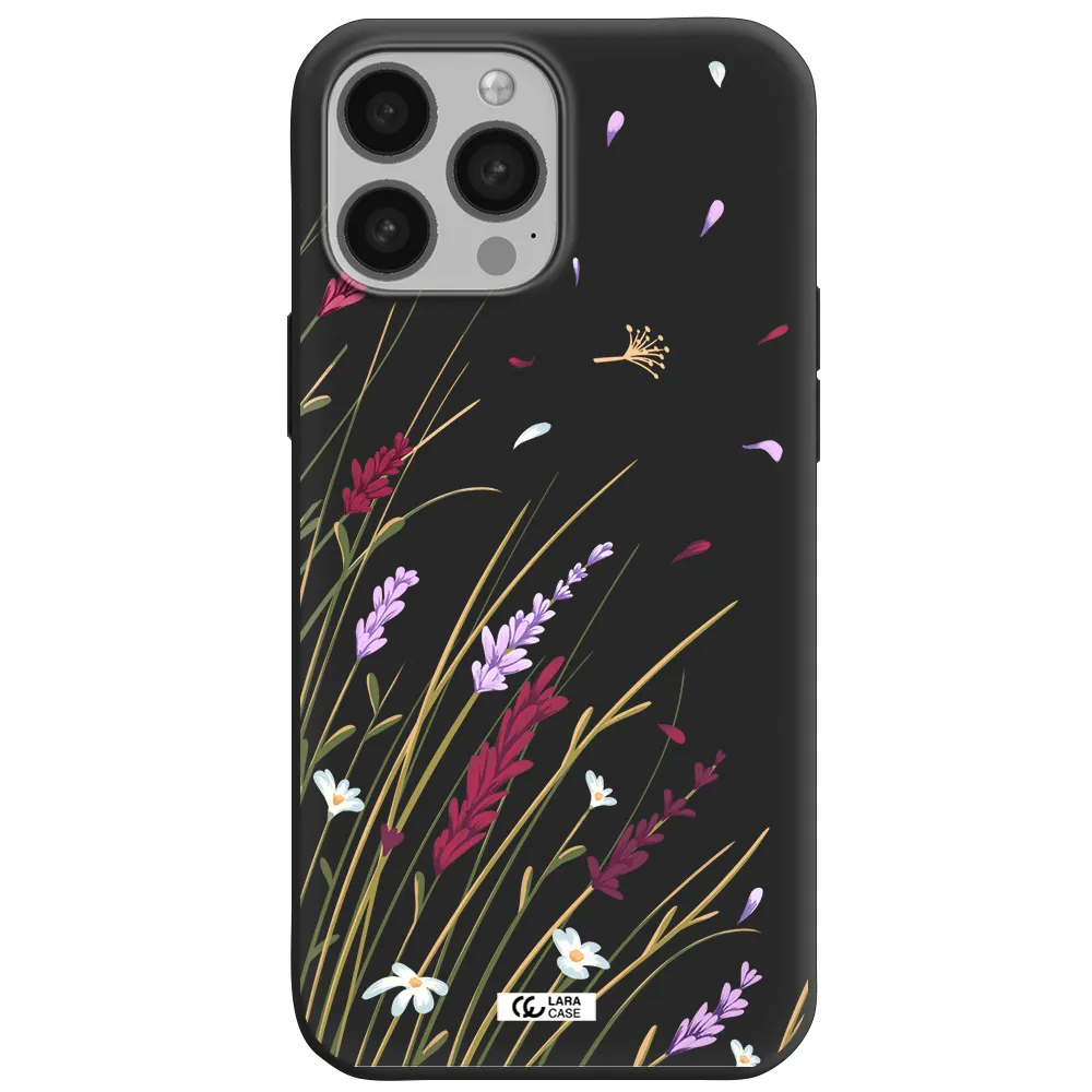 Long Grass Flower Apple iPhone 13 Pro Silicone black Case