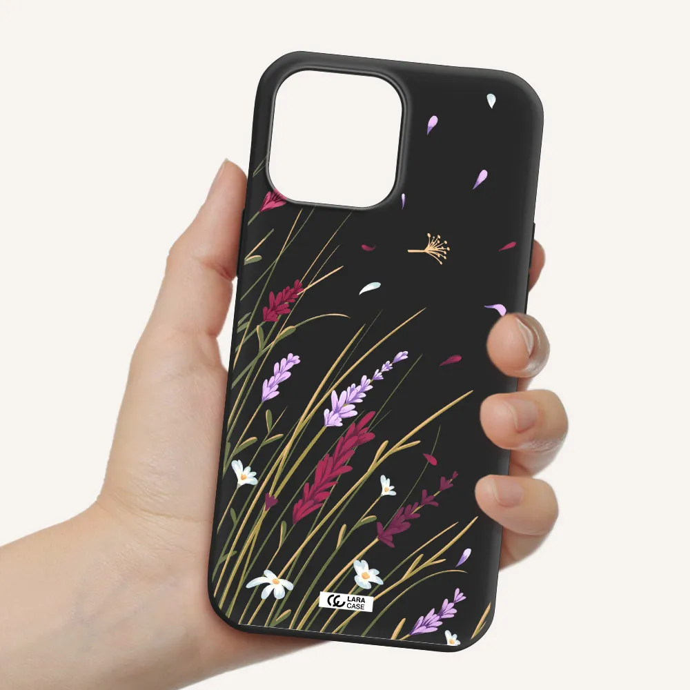Long Grass Flower Apple iPhone 13 Pro Silicone black Case