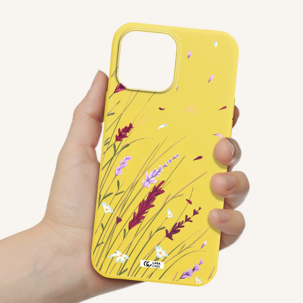 Long Grass Flower Apple iPhone 13 Pro Silicone canary yellow Case