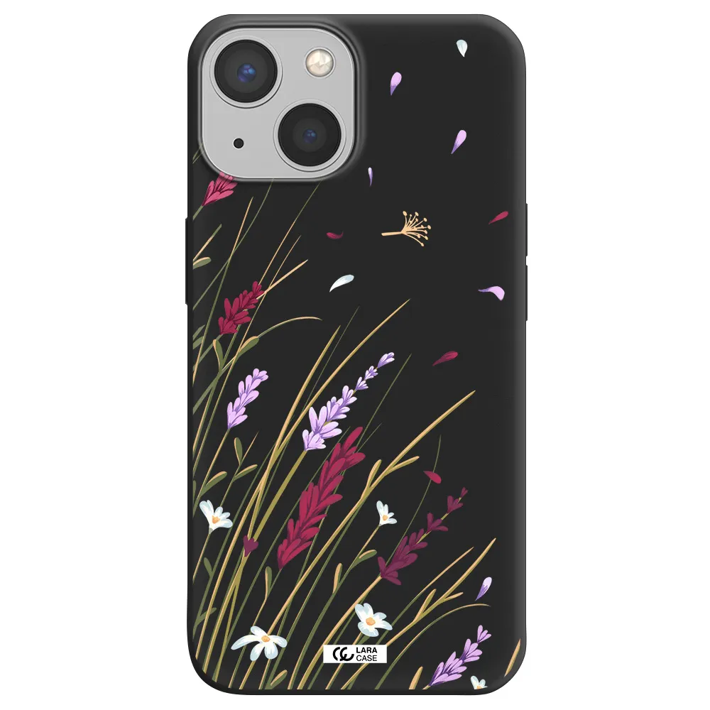 Long Grass Flower Apple iPhone 13 Silicone black Case