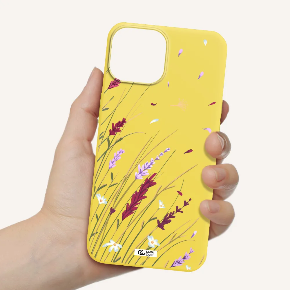 Long Grass Flower Apple iPhone 13 Silicone canary yellow Case