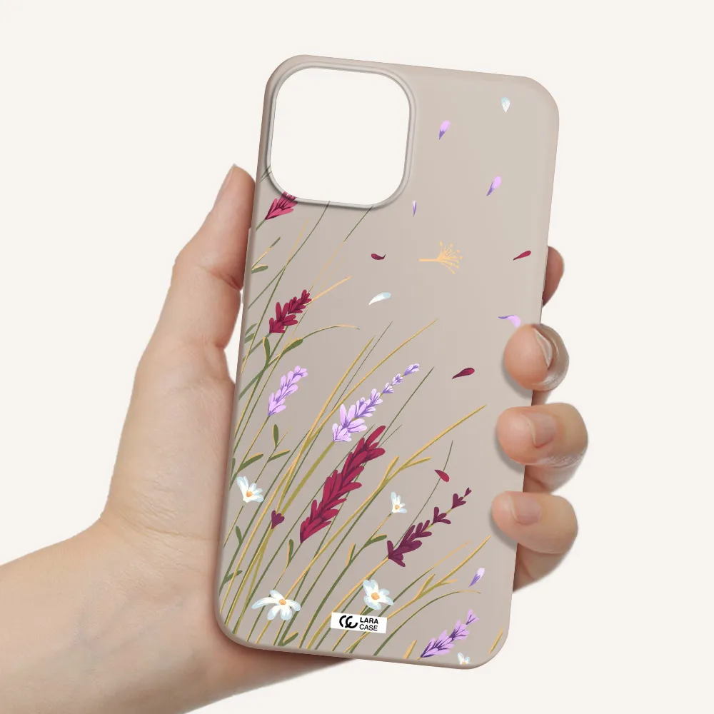 Long Grass Flower Apple iPhone 13 Silicone Stone Case