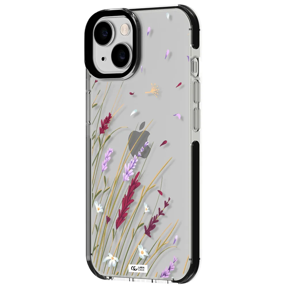Long Grass Flower Apple iPhone 14 impact black border Case
