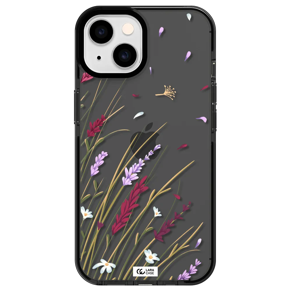 Long Grass Flower Apple iPhone 14 impact Smoke Black Case