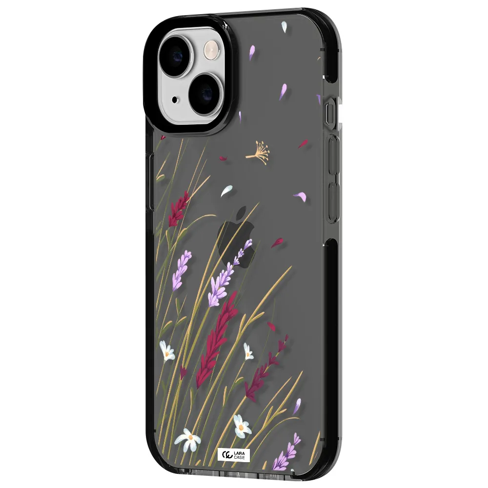 Long Grass Flower Apple iPhone 14 impact Smoke Black Case