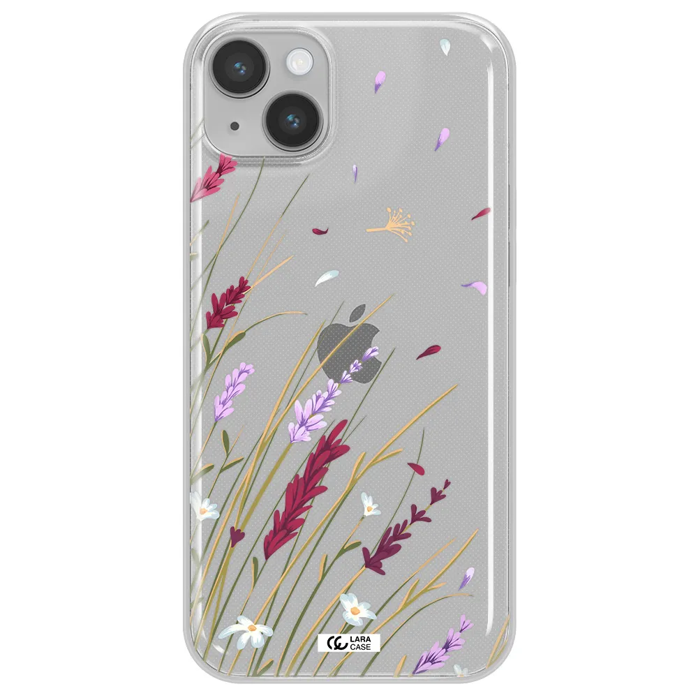 Long Grass Flower Apple iPhone 14 plus Clear TPU Case
