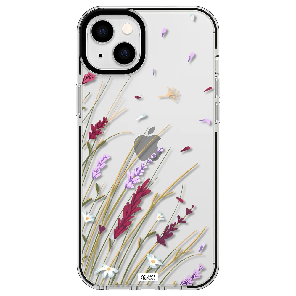 Long Grass Flower Apple iPhone 14 plus impact black border Case