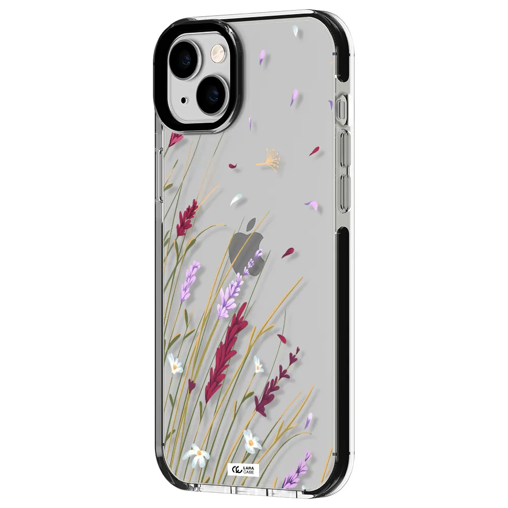 Long Grass Flower Apple iPhone 14 plus impact black border Case