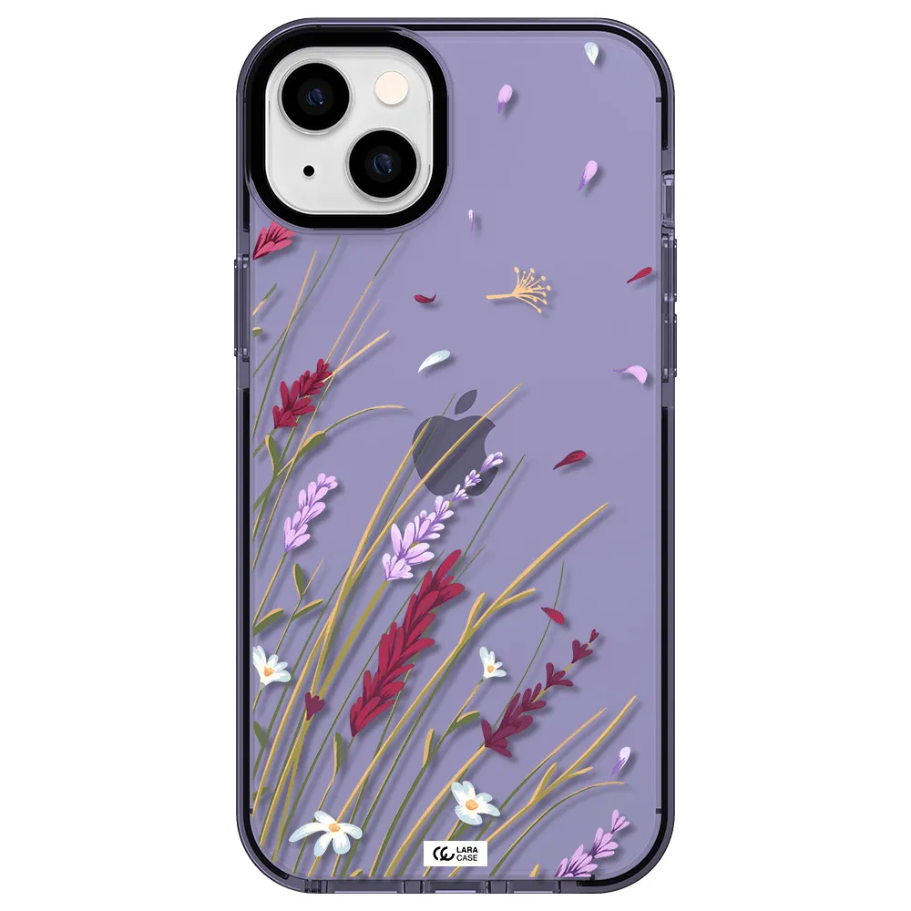 Long Grass Flower Apple iPhone 14 plus impact Lilac Case