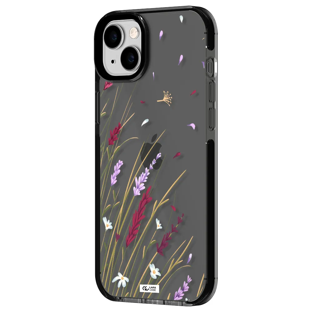 Long Grass Flower Apple iPhone 14 plus impact Smoke Black Case