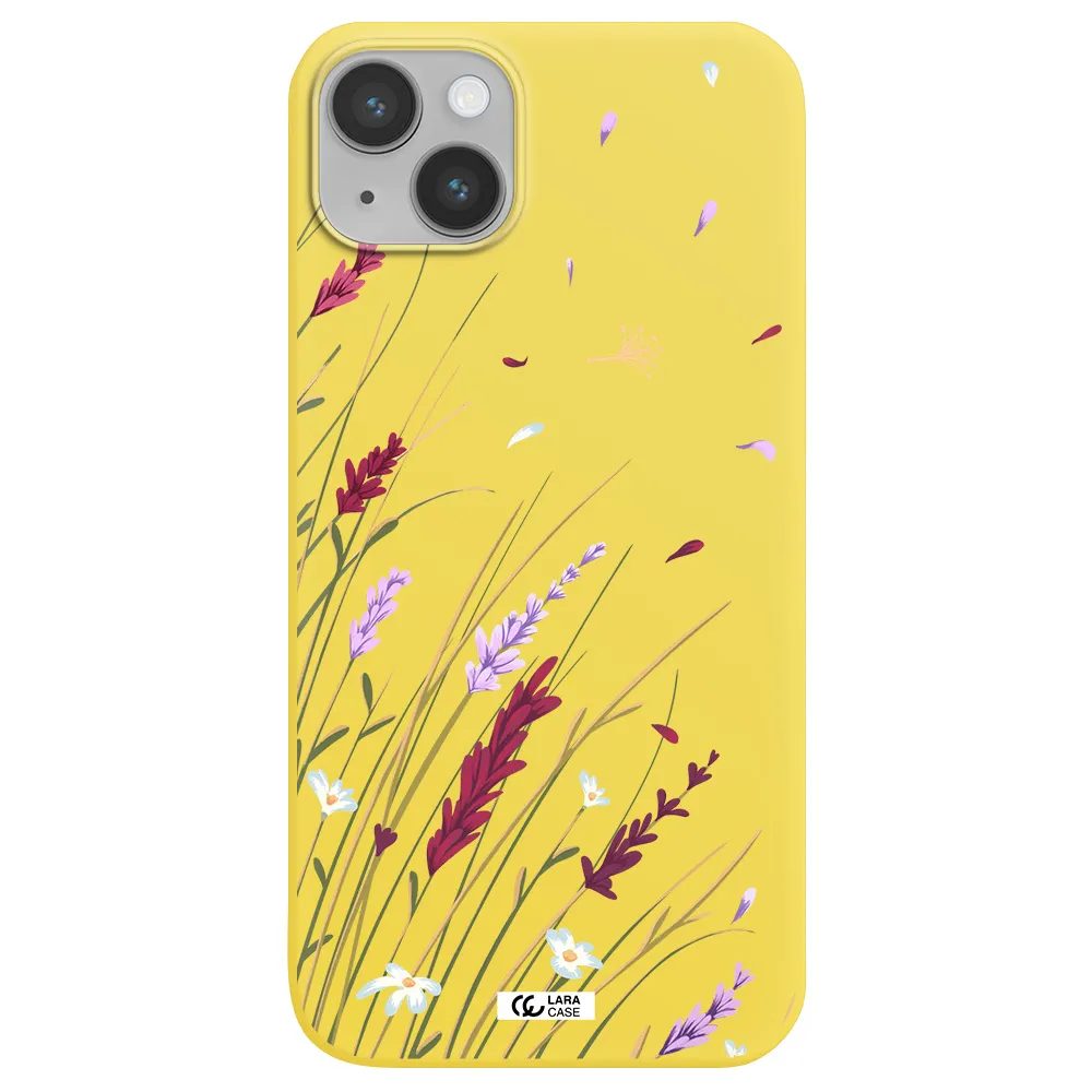 Long Grass Flower Apple iPhone 14 plus Silicone canary yellow Case