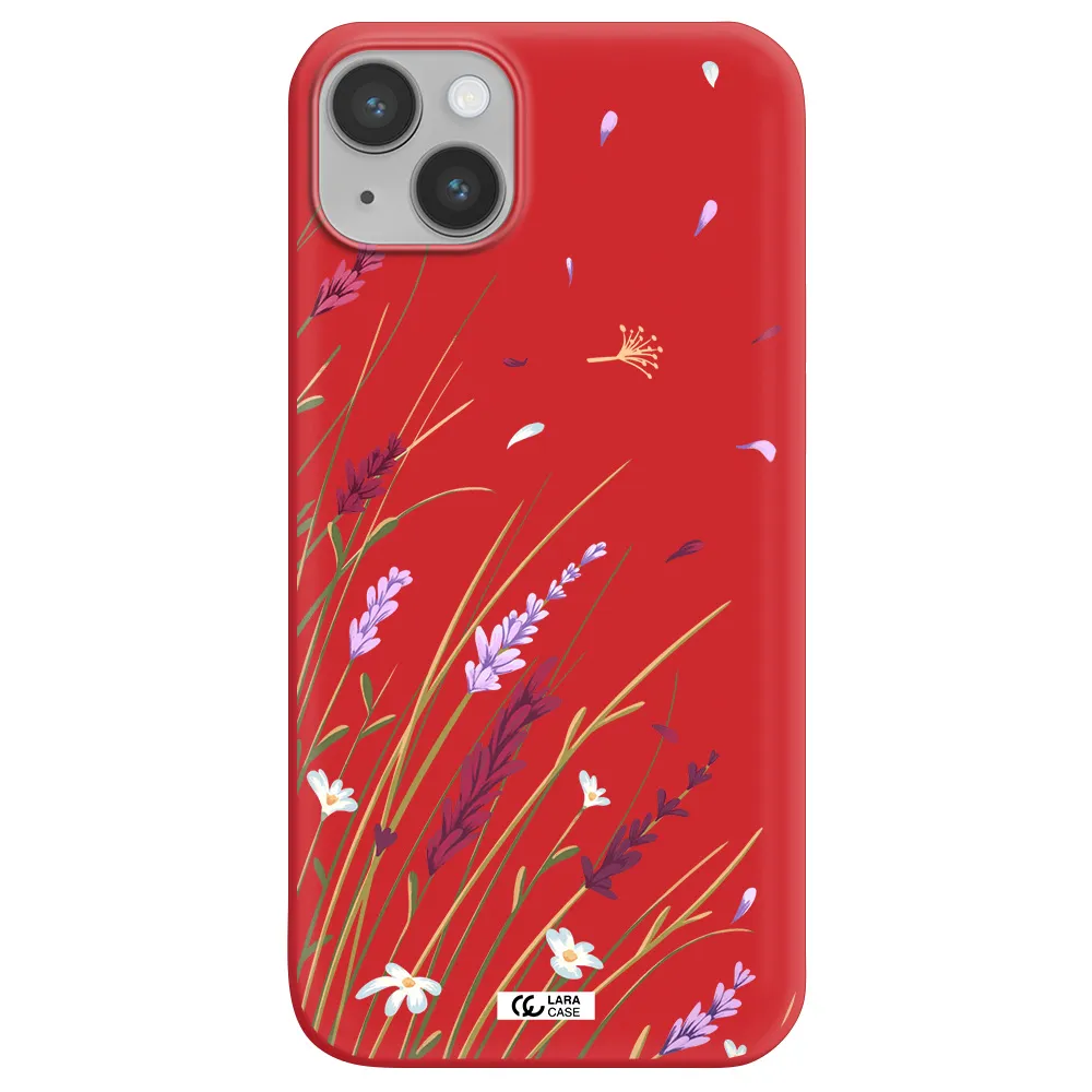 Long Grass Flower Apple iPhone 14 plus Silicone Imperial Red Case