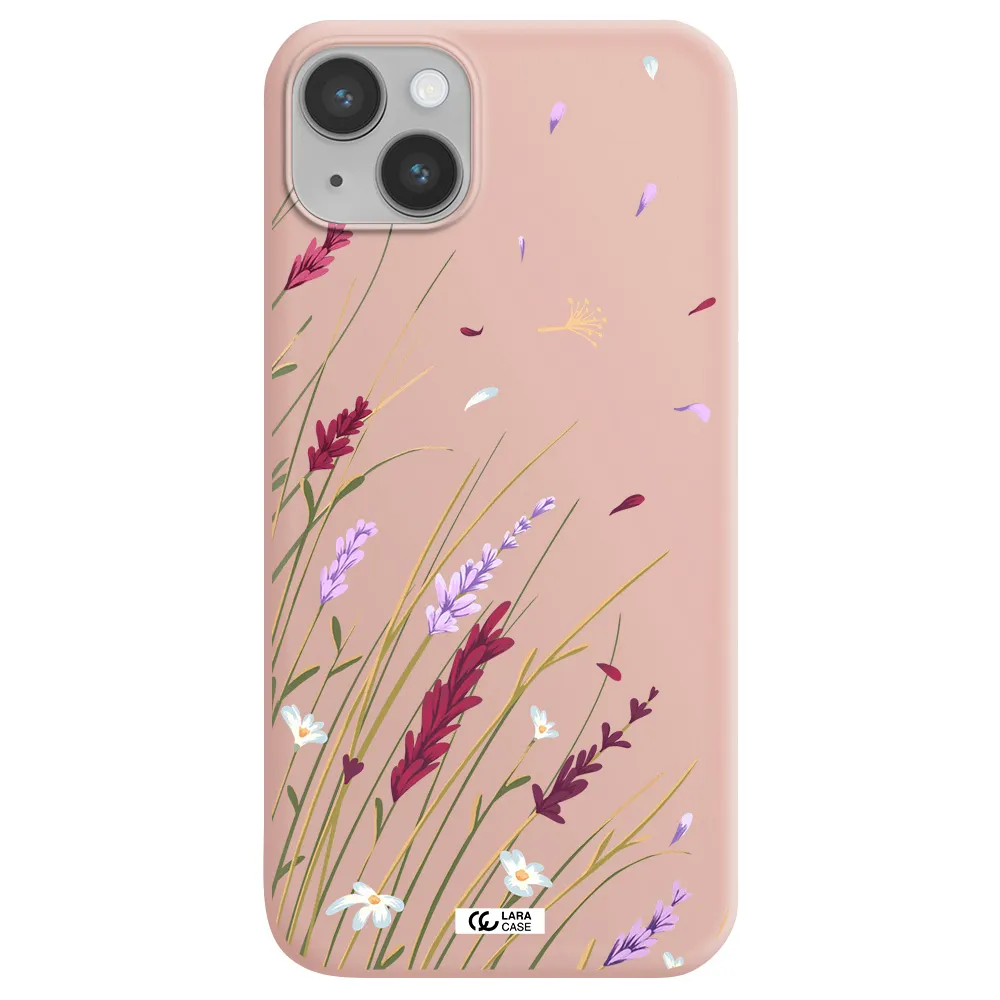 Long Grass Flower Apple iPhone 14 plus Silicone pastel pink Case