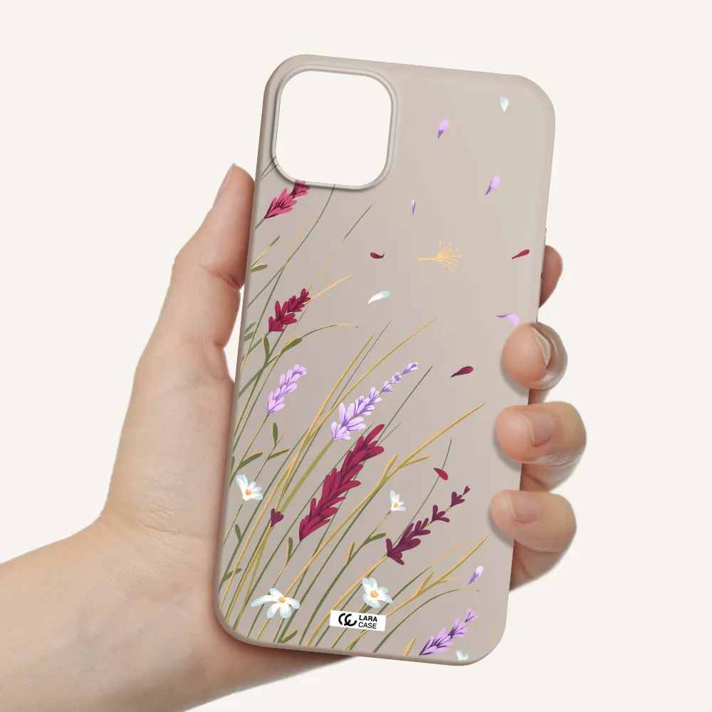 Long Grass Flower Apple iPhone 14 plus Silicone Stone Case
