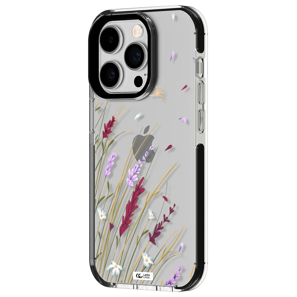 Long Grass Flower Apple iPhone 14 pro impact black border Case