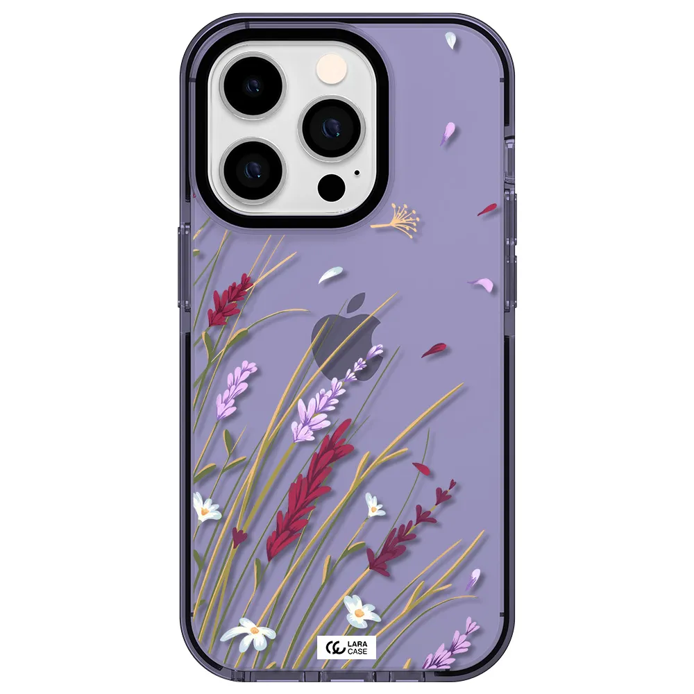 Long Grass Flower Apple iPhone 14 pro impact Lilac Case
