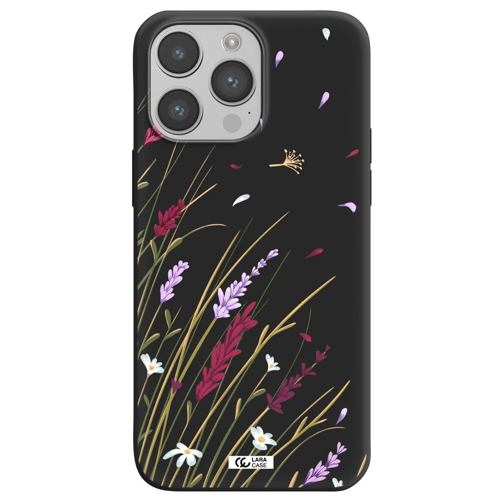 Long Grass Flower Apple iPhone 14 pro max Silicone black Case