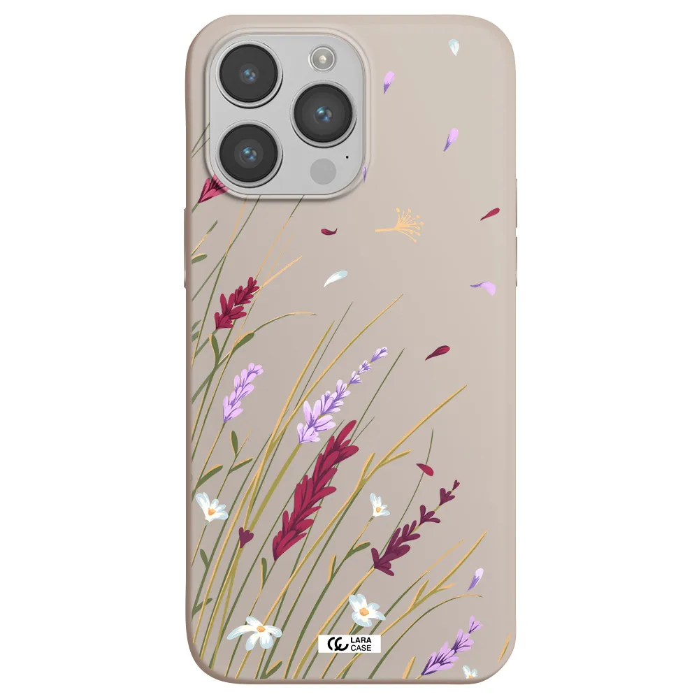Long Grass Flower Apple iPhone 14 pro max Silicone Stone Case
