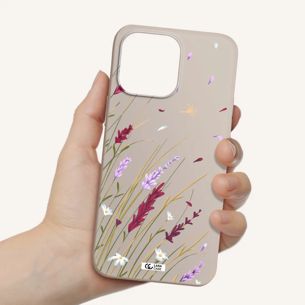 Long Grass Flower Apple iPhone 14 pro Silicone Stone Case