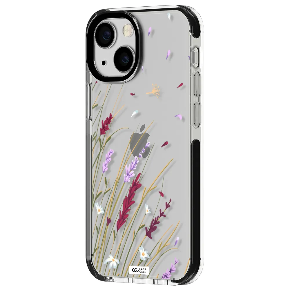 Long Grass Flower Apple iPhone 15 impact black border Case