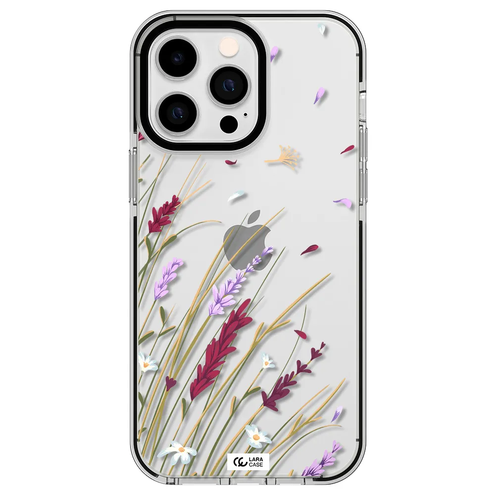Long Grass Flower Apple iPhone 15 Pro impact black border Case