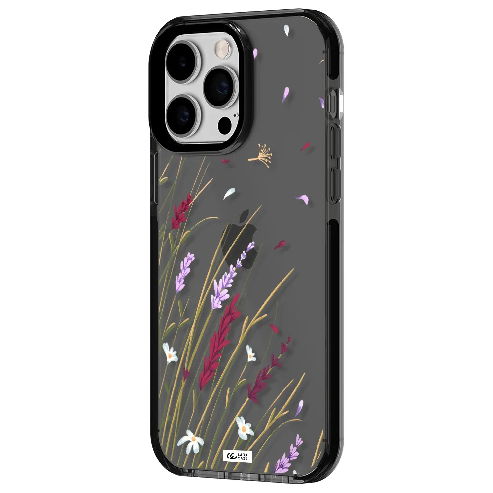 Long Grass Flower Apple iPhone 15 Pro Max impact Smoke Black Case