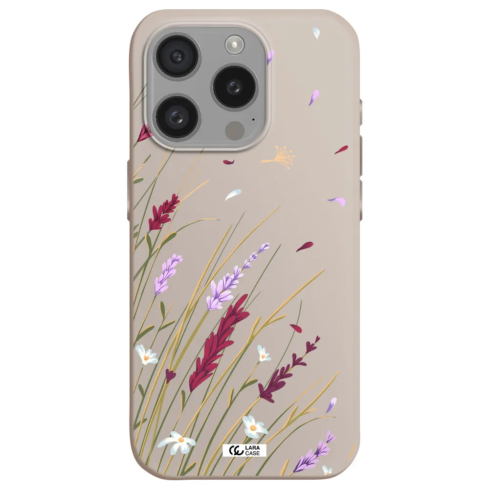 Long Grass Flower Apple Iphone 15 Pro Silicone Stone Case