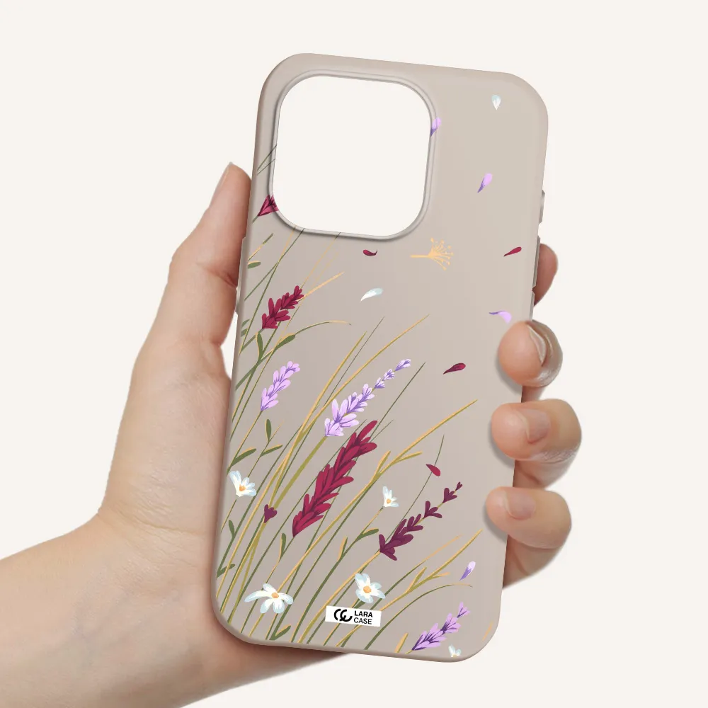 Long Grass Flower Apple Iphone 15 Pro Silicone Stone Case