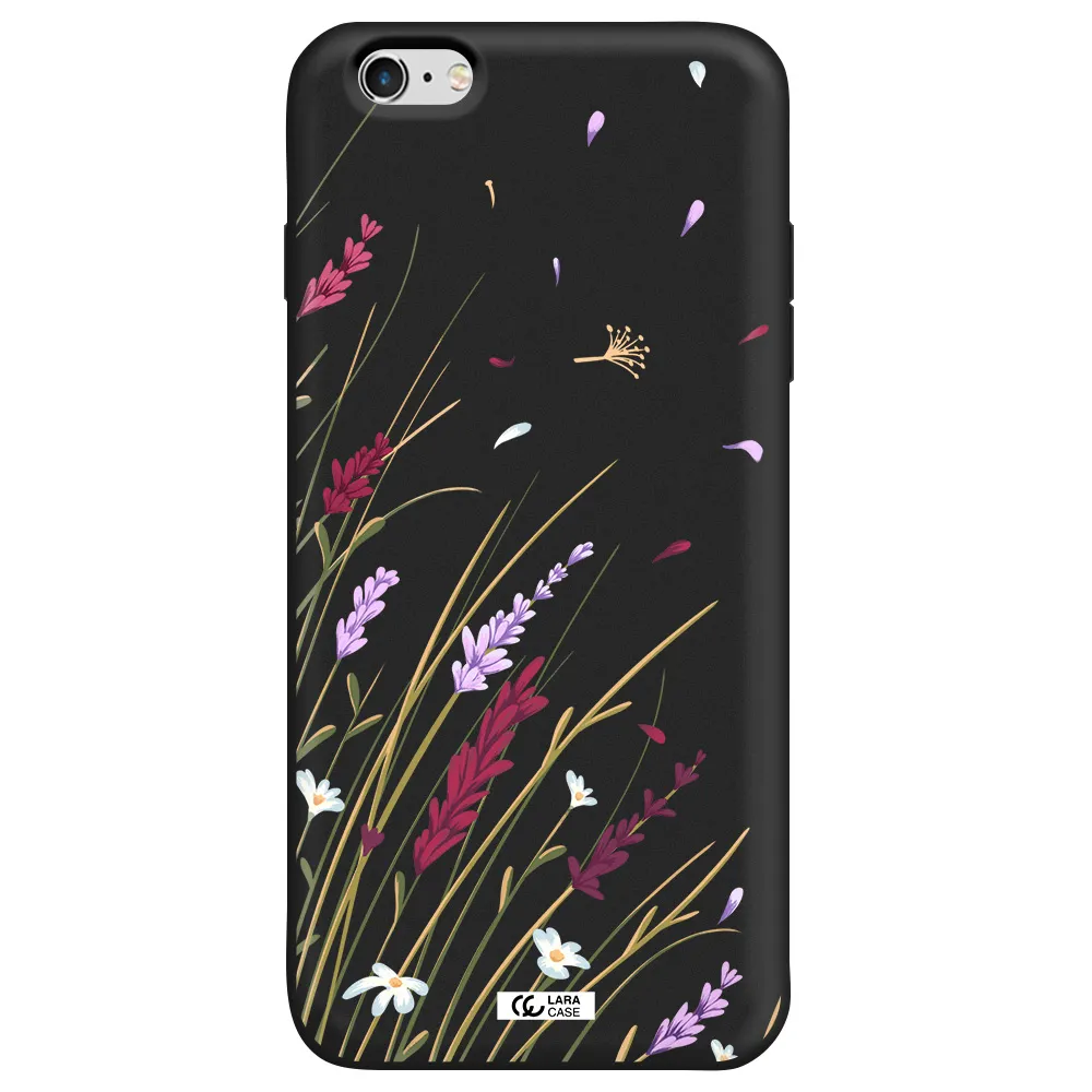 Long Grass Flower Apple iPhone 6 plus Silicone black Case
